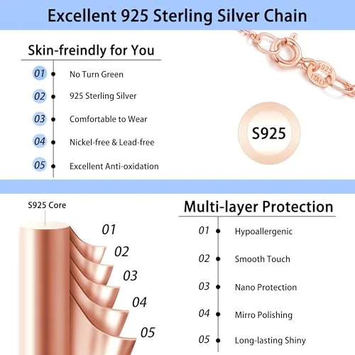 1.2mm Rose Gold over Sterling Silver Cable Chain 17 in, view 4