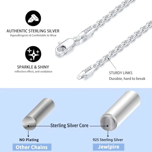 1.5mm Sterling Silver Rope Chain 26 in, view 2
