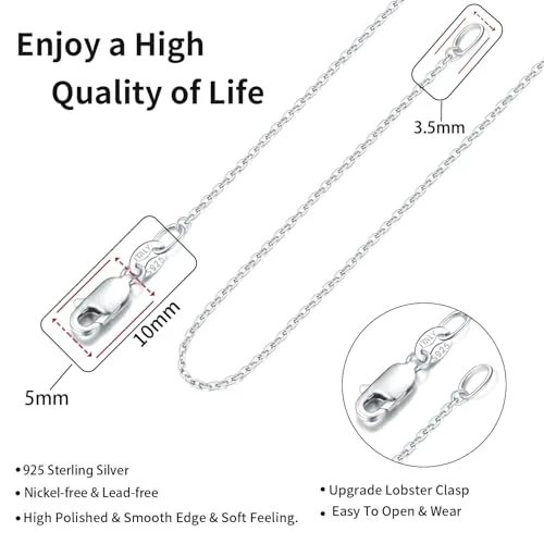 1.1mm Sterling Silver Cable Chain 17 in, view 4