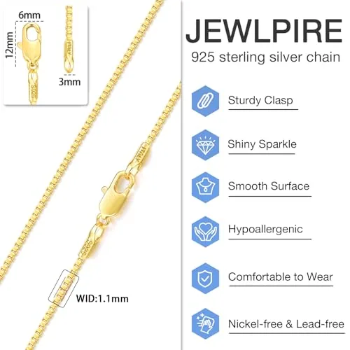 1.1mm Gold over Sterling Silver Box Chain 16 in, view 4