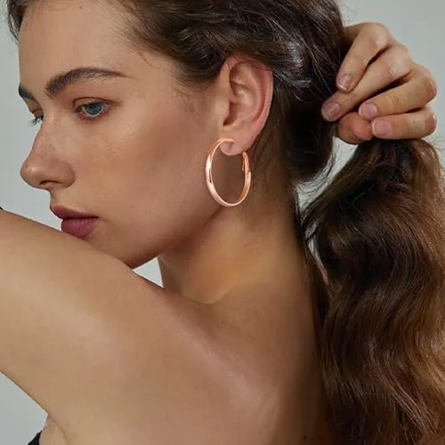 5mm Rose Gold over Sterling Silver Hoop Earrings, view 2