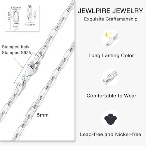5mm Sterling Silver Paperclip Chain 20 in, view 4