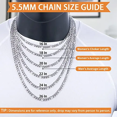 5.5mm Steel Figaro Chain 16 in, view 4