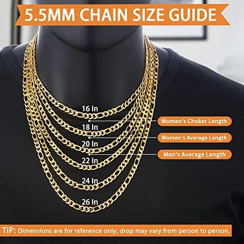 5.5mm 14K Gold Plated Figaro Chain 18 in, view 4