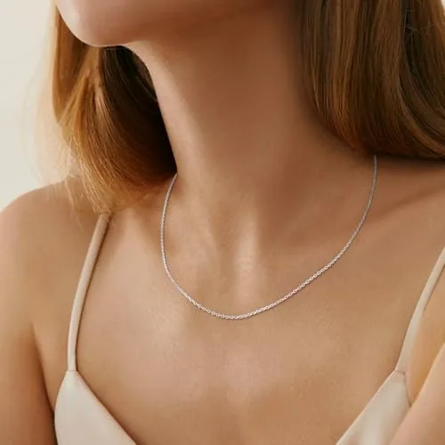 1.2mm Sterling Silver Chain Necklace 14 in, view 4