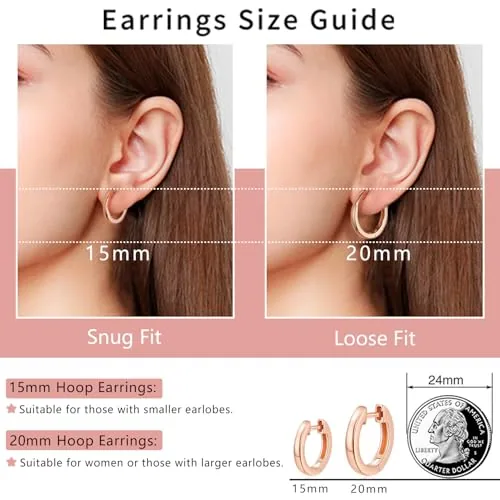 15mm Rose Gold over Sterling Silver Hoop Earrings, view 3