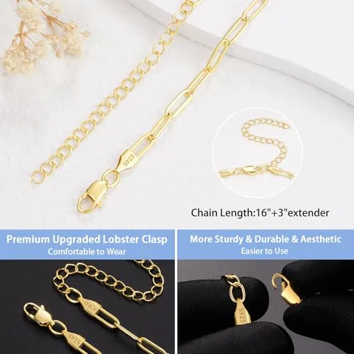 3mm 18K Gold Plated Paperclip Chain 3 in, view 3