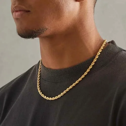 3mm 14K Gold over Steel Rope Chain 20 in, view 4