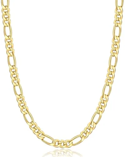 7mm 14K Gold Plated Figaro Chain 20 in