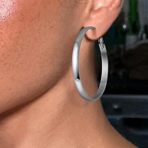 4mm Sterling Silver Hoop Earrings, view 2