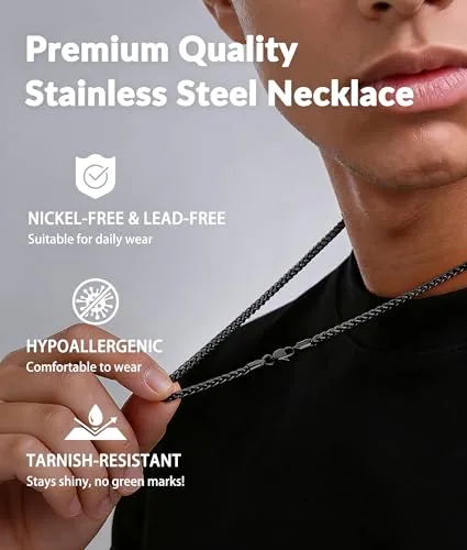 Men's 4mm Steel Wheat Chain 16 in, view 2