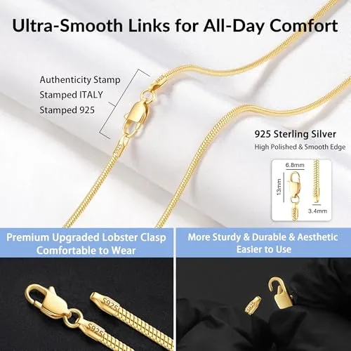 2mm 18K Gold Plated Chain Necklace 24 in, view 3