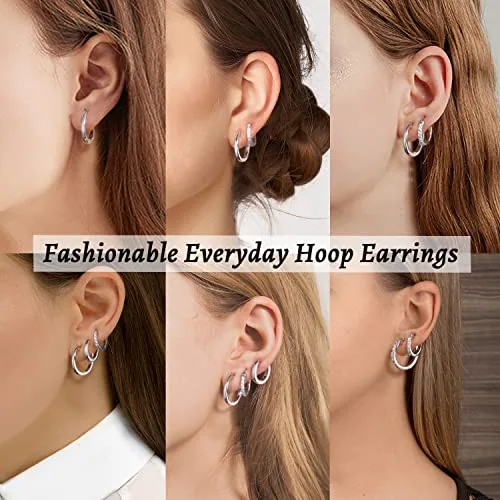 15mm Sterling Silver Hoop Earrings, view 4