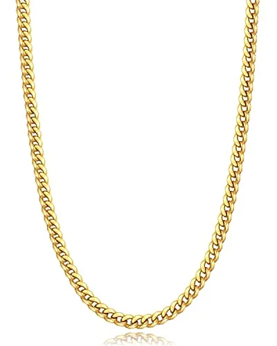 4mm 18K Gold over Steel Cuban Link Chain 18 in
