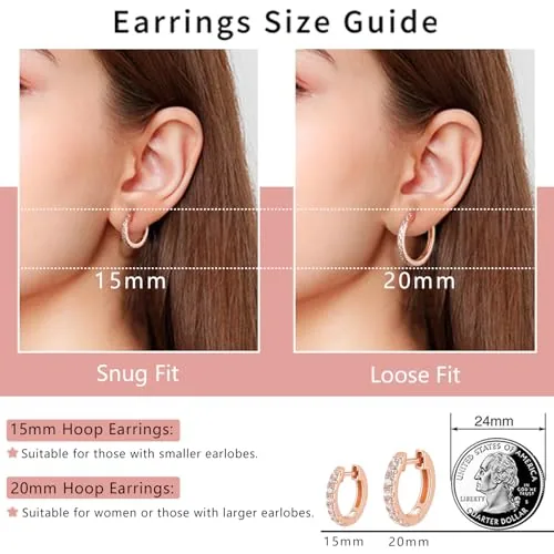 15mm Rose Gold over Sterling Silver Huggie Earrings Set, view 3
