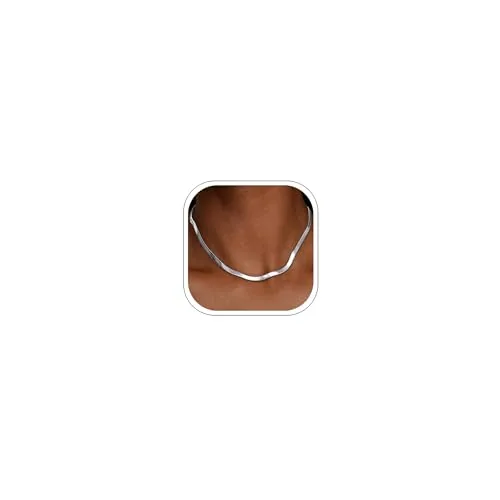 3mm Herringbone Necklace 16 in, view 2