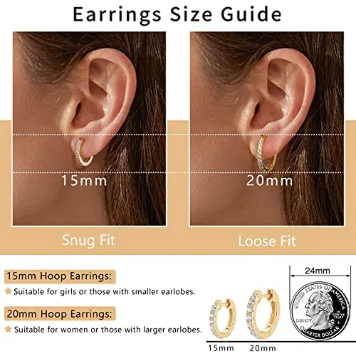 20mm 14K Gold over Sterling Silver Huggie Earrings Set, view 3