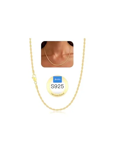 Dainty 1.5mm 14K Gold over Sterling Silver Rope Chain 16 in