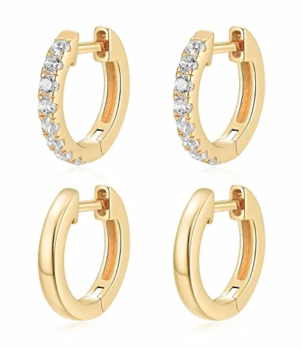 15mm 14K Gold over Sterling Silver Huggie Earrings Set