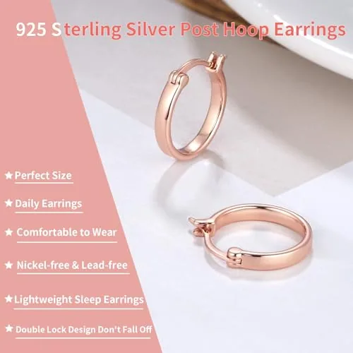 15mm Rose Gold over Sterling Silver Hoop Earrings, view 2