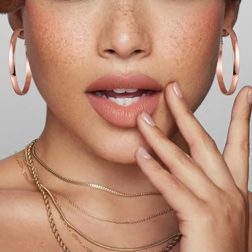 4mm Rose Gold over Sterling Silver Hoop Earrings, view 4