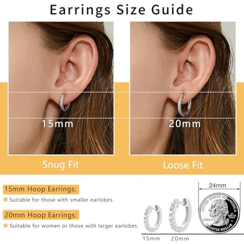 15mm Sterling Silver Huggie Earrings Set, view 3