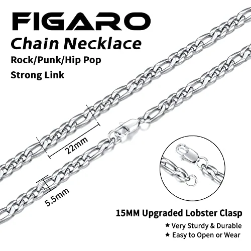 5.5mm Steel Figaro Chain 16 in, view 3