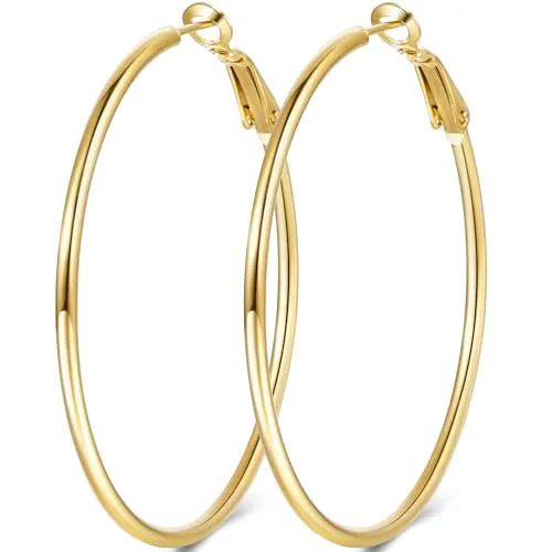 70mm 14K Gold over Sterling Silver Hoop Earrings