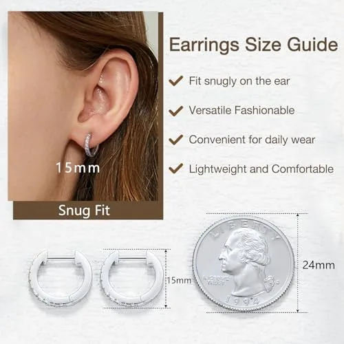 15mm Sterling Silver Huggie Earrings, Style JP-G33V4, view 3