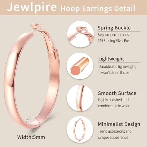 5mm Rose Gold over Sterling Silver Hoop Earrings, view 3