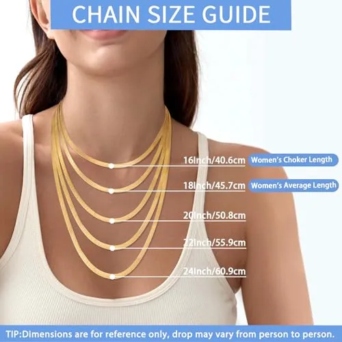 4mm 18K Gold over Sterling Silver Herringbone Necklace 18 in, view 3