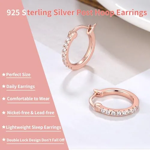 15mm Rose Gold over Sterling Silver Huggie Earrings, Style JP-RC31C, view 2