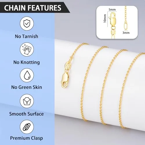 1.2mm 14K Gold Plated Cable Chain 16 in, view 4