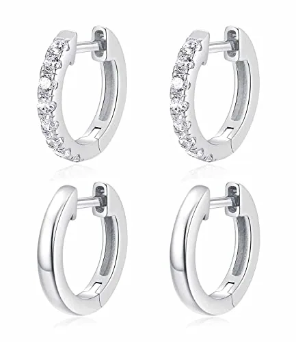 15mm Sterling Silver Huggie Earrings Set
