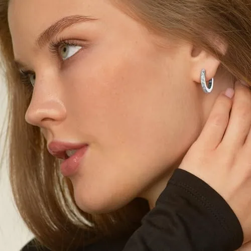 15mm Sterling Silver Hoop Earrings Set, view 3