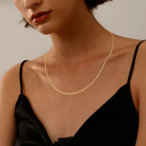 Dainty 1.5mm 14K Gold over Sterling Silver Rope Chain 24 in, view 4