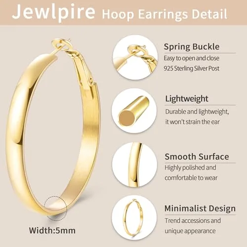 5mm 14K Gold over Sterling Silver Hoop Earrings, view 3