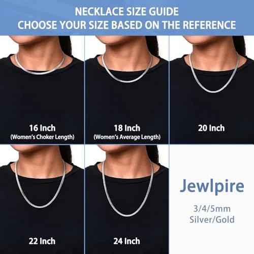 3mm Herringbone Necklace 16 in, view 4