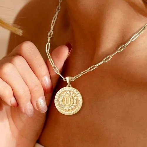 14K Gold Plated Initial Necklace, Style JP-DMMVR, view 3