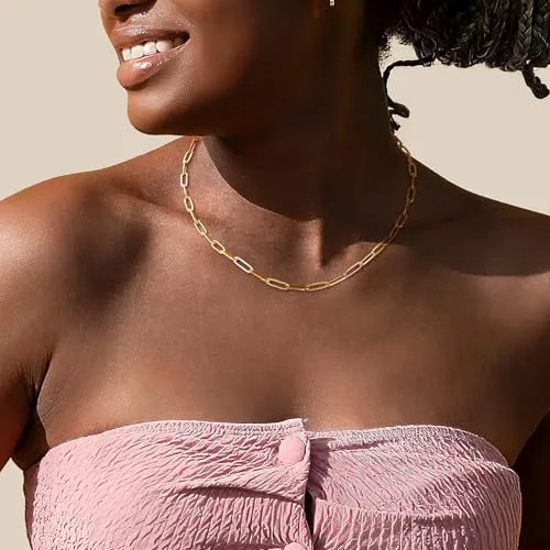 3mm 18K Gold Plated Paperclip Chain 3 in, view 2