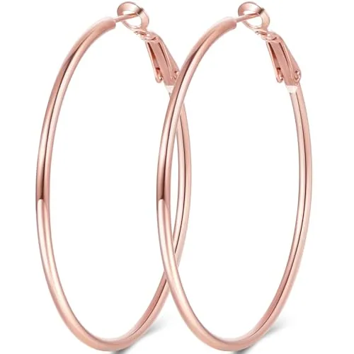 70mm Rose Gold over Sterling Silver Hoop Earrings