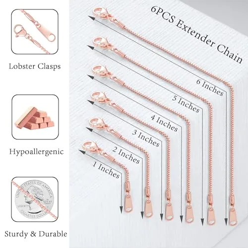 Rose Gold Plated Box Chain Set, view 3