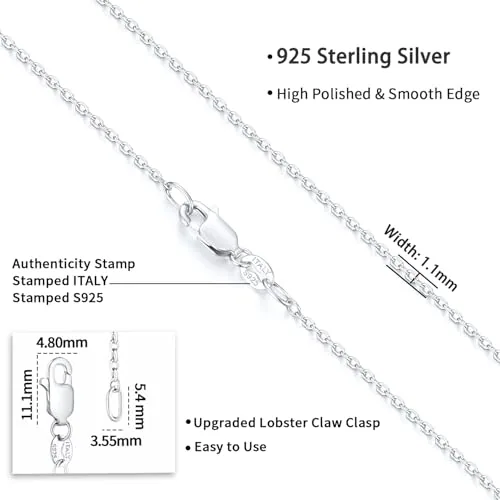 1.1mm Sterling Silver Cable Chain 26 in, view 4