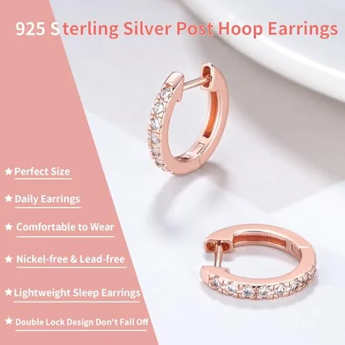 15mm Rose Gold over Sterling Silver Huggie Earrings, Style JP-VP4CF, view 2