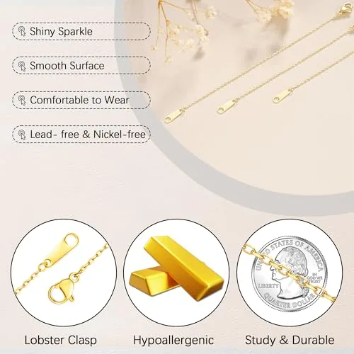 1.3mm 14K Gold Plated Anklet 4 in, view 3