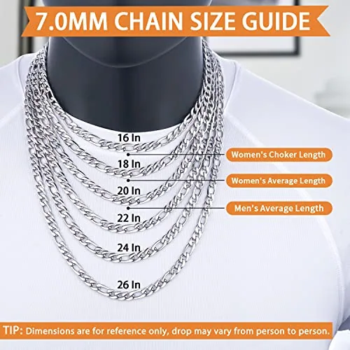 7mm Steel Figaro Chain 20 in, view 4