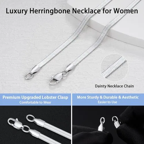 Herringbone & Snake Chains: 3mm Herringbone Necklace 16 in