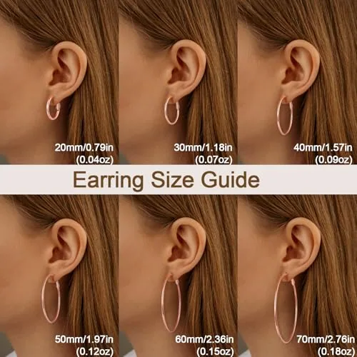 70mm Rose Gold over Sterling Silver Hoop Earrings, view 4