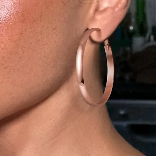 4mm Rose Gold over Sterling Silver Hoop Earrings, view 2