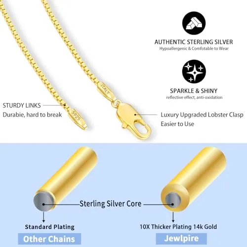 1.1mm Gold over Sterling Silver Box Chain 16 in, view 2